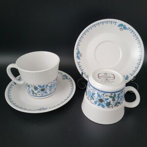 Noritake Progression Blue Moon 9022 8oz Flat Coffee Tea Cup Mug & Saucer Set Lot